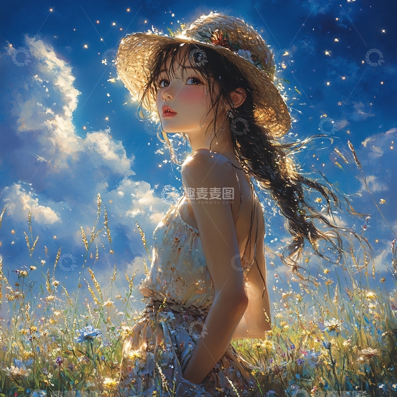 高清大图下载【趣麦麦图】戴草帽少女