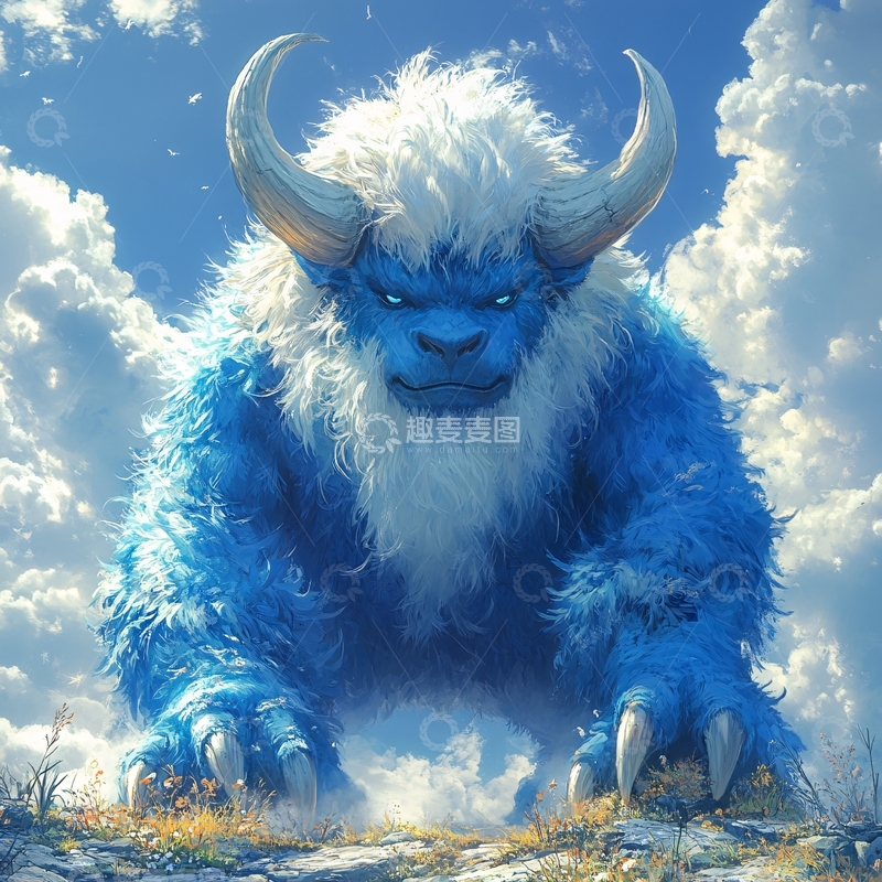 高清大图下载【趣麦麦图】野牦牛插画