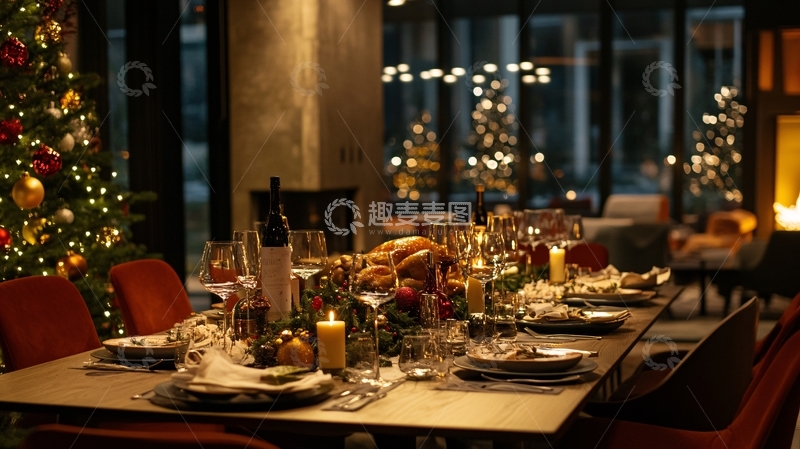 高清大图下载【趣麦麦图】圣诞餐厅布置2