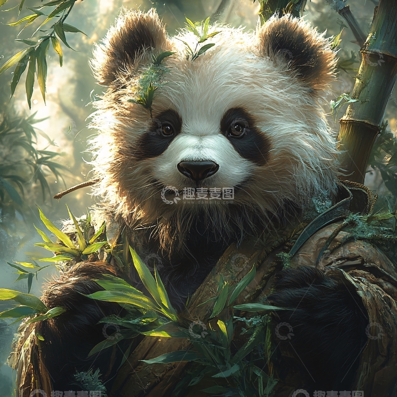 高清大图下载【趣麦麦图】写实熊猫插画16