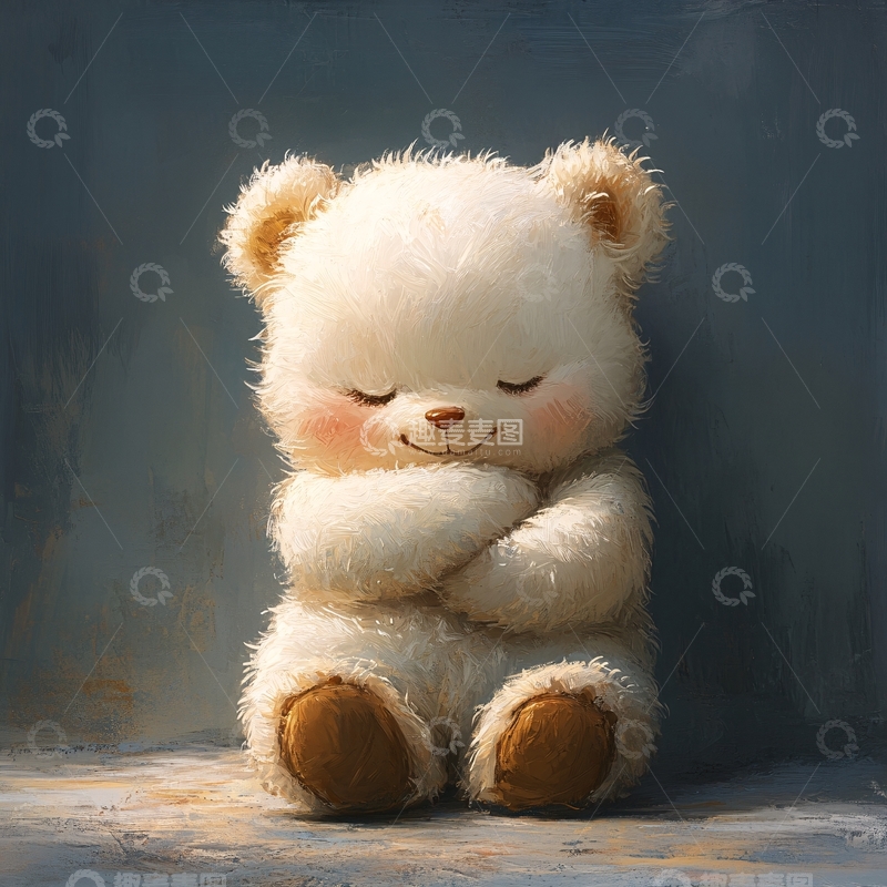 高清大图下载【趣麦麦图】孤独伤心的小熊玩偶