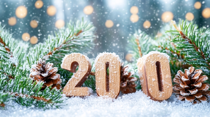 高清大图下载【趣麦麦图】白杉圣诞树庆祝标志