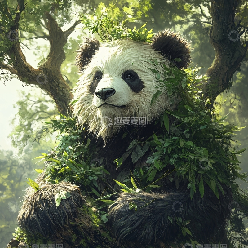 高清大图下载【趣麦麦图】写实熊猫插画14