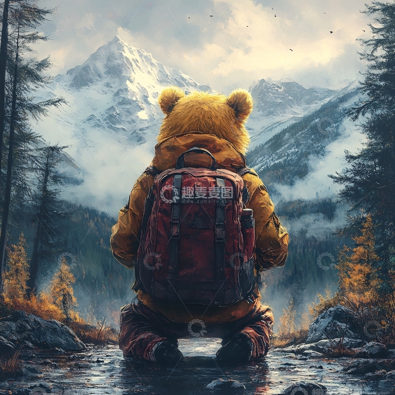 高清大图下载【趣麦麦图】动物探险穷游旅游旅行