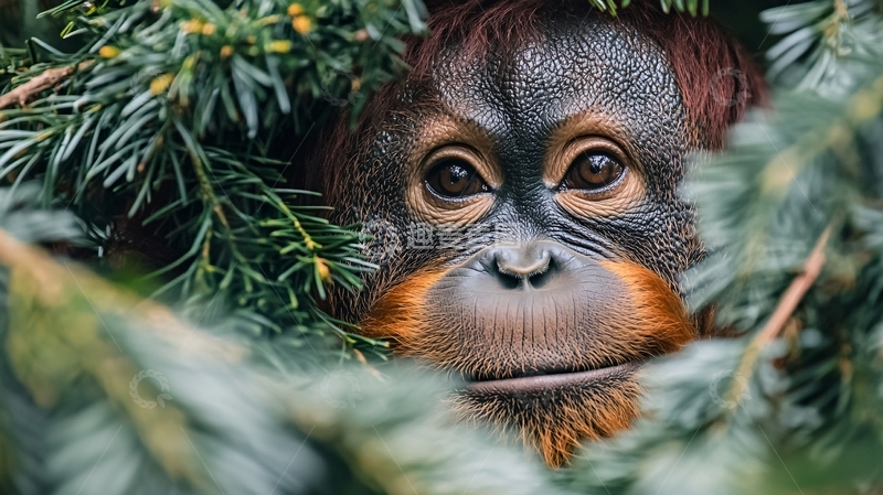 高清大图下载【趣麦麦图】猩猩面部特写1