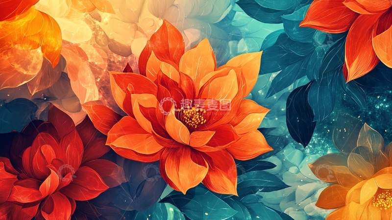 高清大图下载【趣麦麦图】抽象花朵绚丽炫彩背景4
