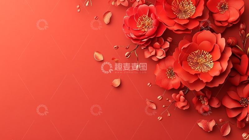 高清大图下载【趣麦麦图】简红大气花朵27