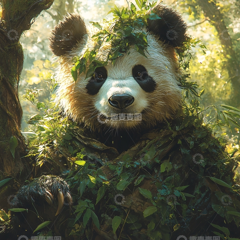 高清大图下载【趣麦麦图】写实熊猫插画13