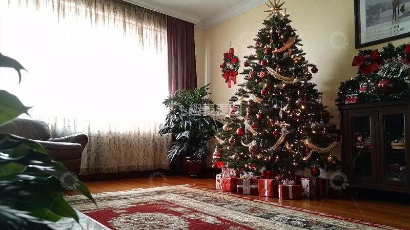 高清大图下载【趣麦麦图】房间家庭圣诞树2