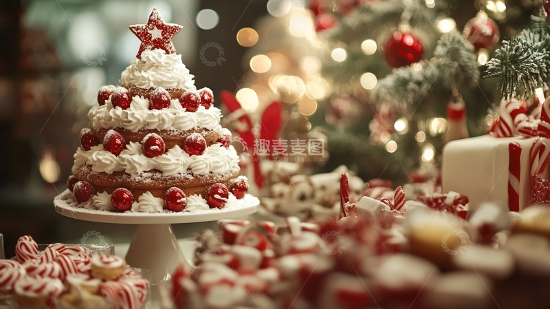 高清大图下载【趣麦麦图】圣诞节西餐甜品台1
