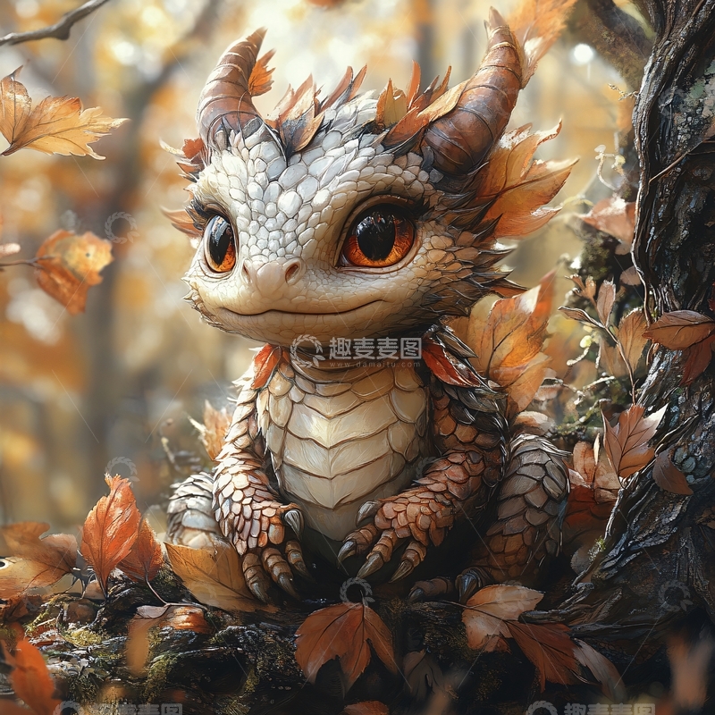 高清大图下载【趣麦麦图】森林中的小龙