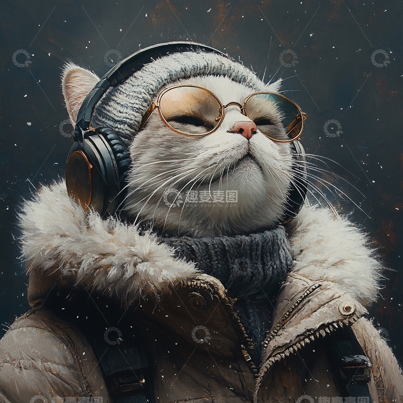 高清大图下载【趣麦麦图】潮酷小猫1