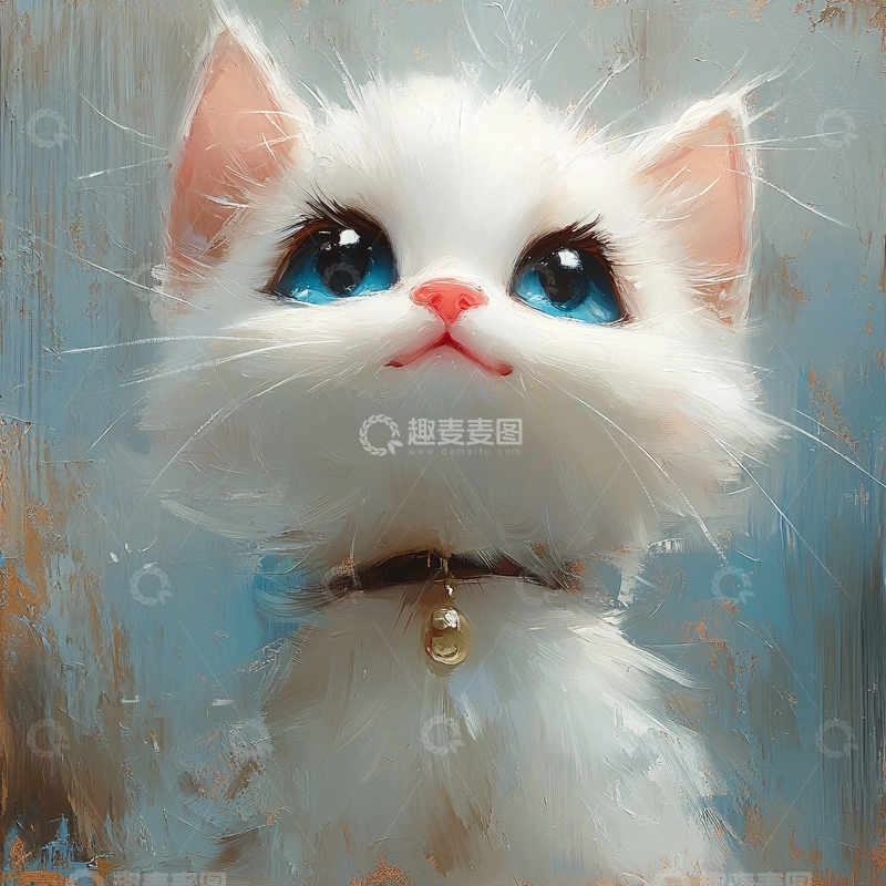 高清大图下载【趣麦麦图】手绘大眼萌猫咪装饰画10