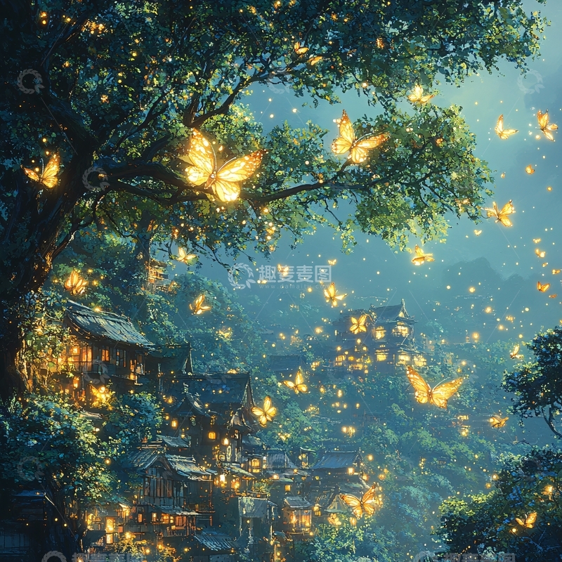 高清大图下载【趣麦麦图】萤火虫森林42