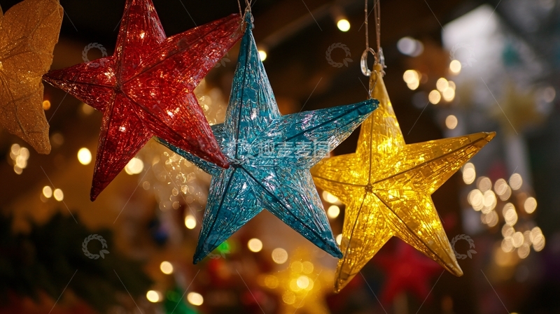 高清大图下载【趣麦麦图】五角星装饰灯光