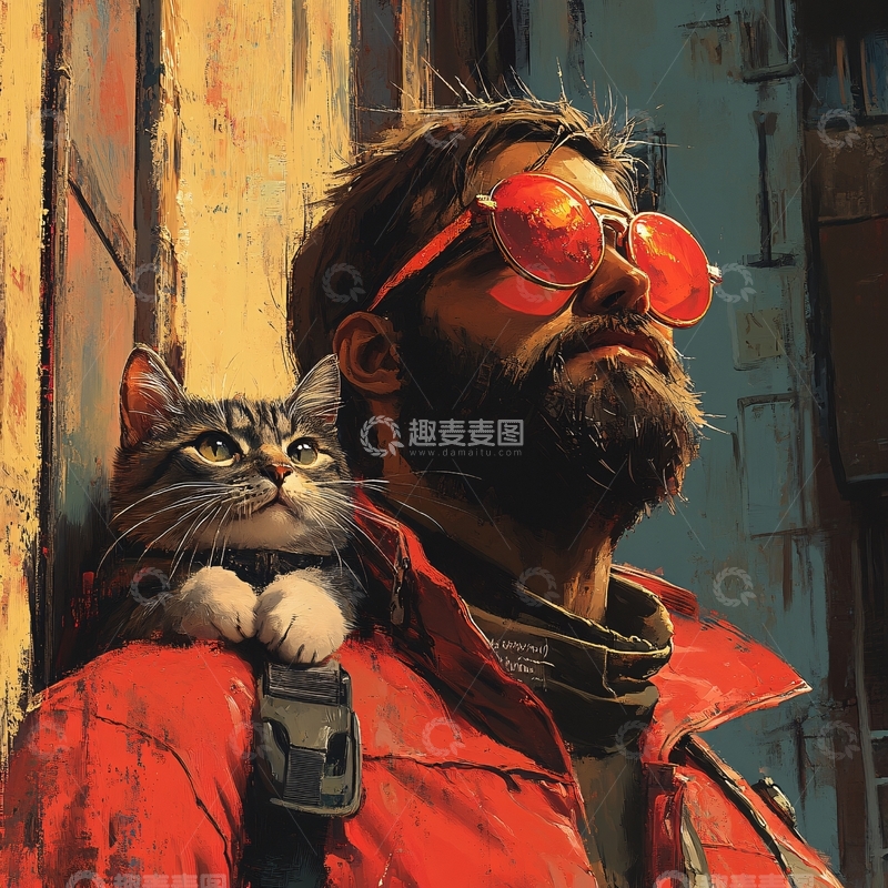 高清大图下载【趣麦麦图】戴着蒸汽朋克护目镜的猫4