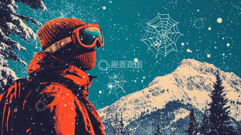 高清大图下载【趣麦麦图】冬季滑雪运动户外出行