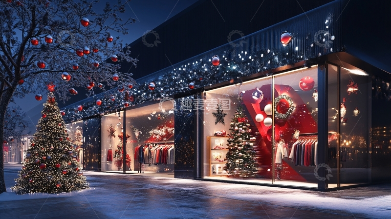高清大图下载【趣麦麦图】圣诞服装店橱窗2