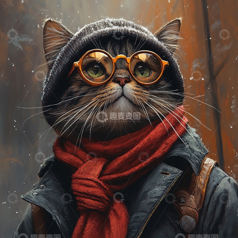 高清大图下载【趣麦麦图】手绘大眼萌猫咪装饰画12