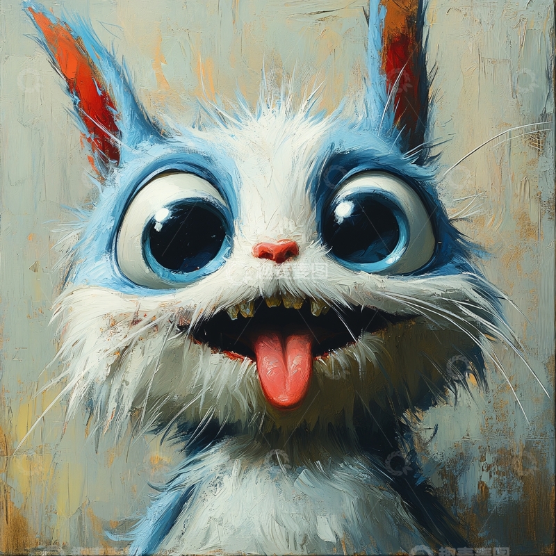 高清大图下载【趣麦麦图】手绘大眼萌猫咪装饰画14