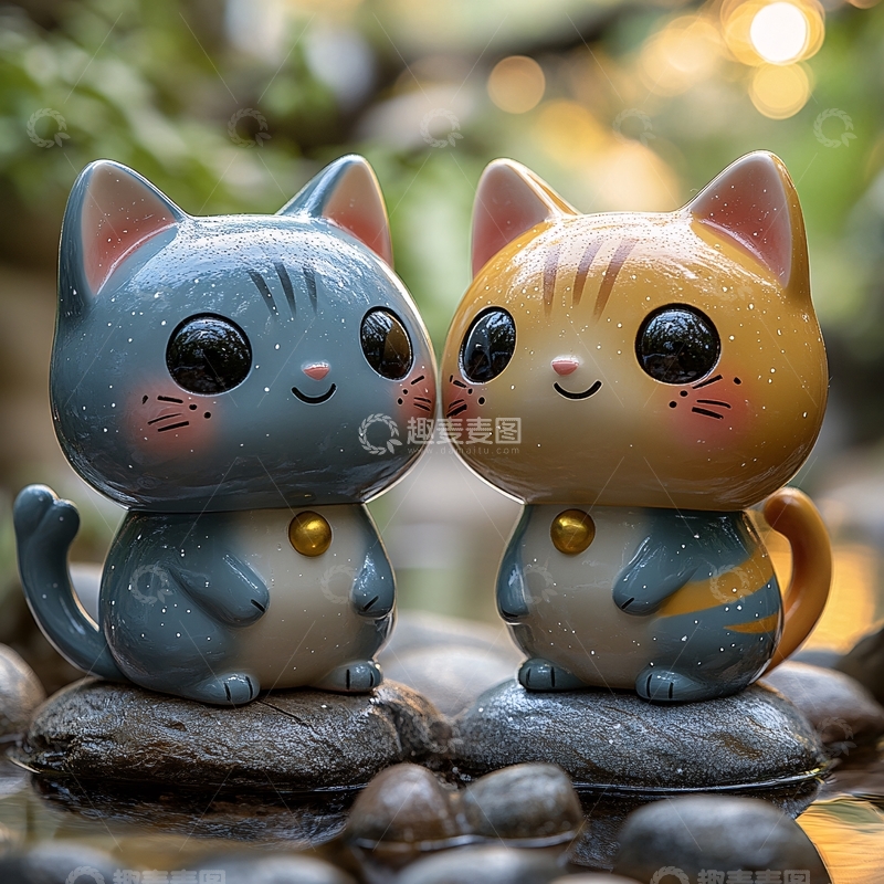 高清大图下载【趣麦麦图】猫咪汽车摆件2