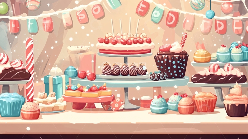 高清大图下载【趣麦麦图】生日宴甜品背景1