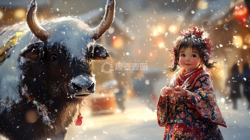 高清大图下载【趣麦麦图】童娃戏牛