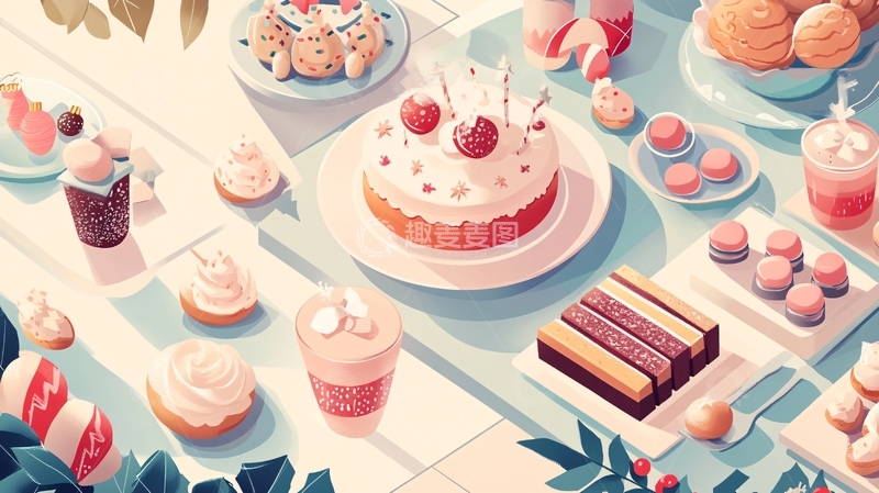 高清大图下载【趣麦麦图】甜品创意插画