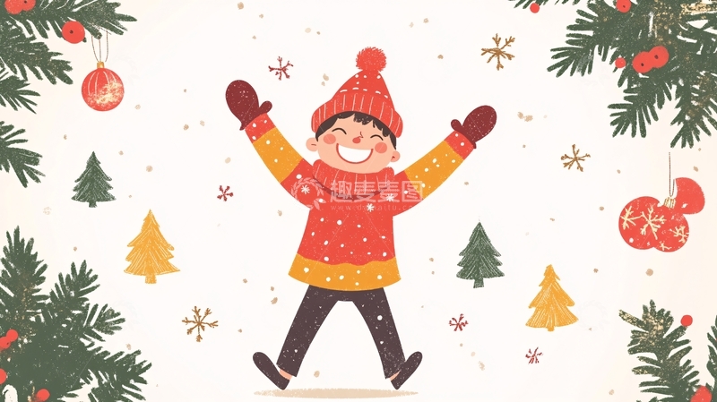 高清大图下载【趣麦麦图】圣诞节儿童插画
