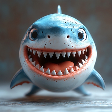 卡通鲨鱼立体画