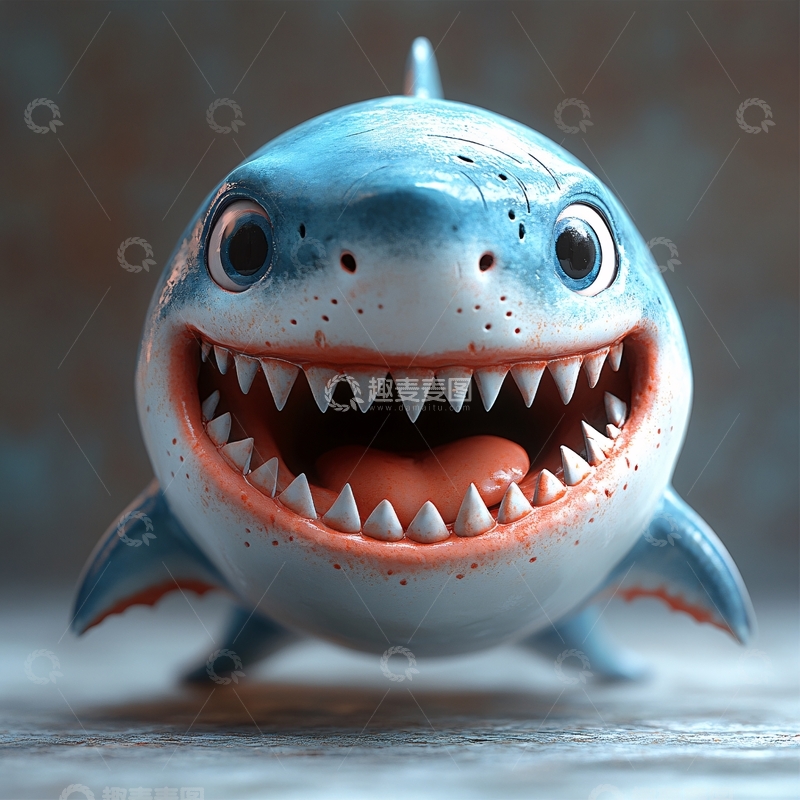 高清大图下载【趣麦麦图】卡通鲨鱼立体画