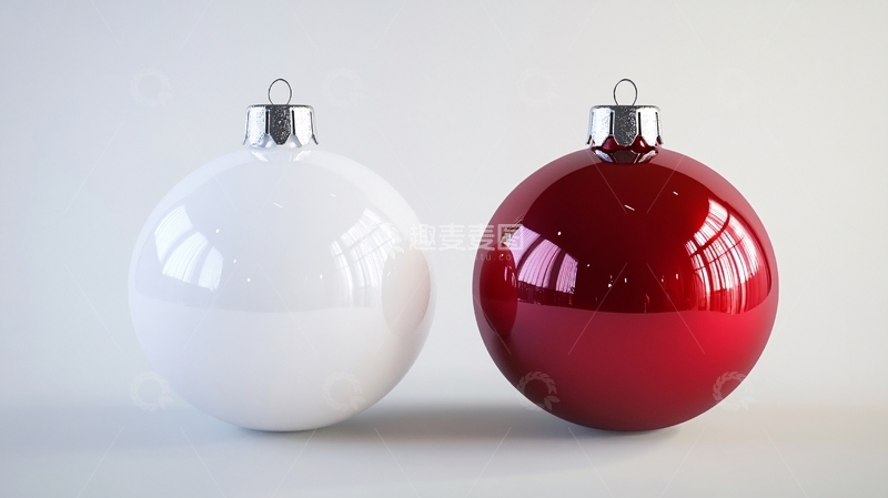 高清大图下载【趣麦麦图】-红色圣诞节球5