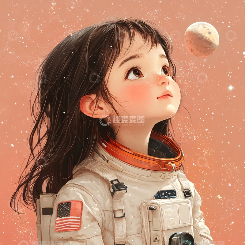 高清大图下载【趣麦麦图】宇宙女孩插画5