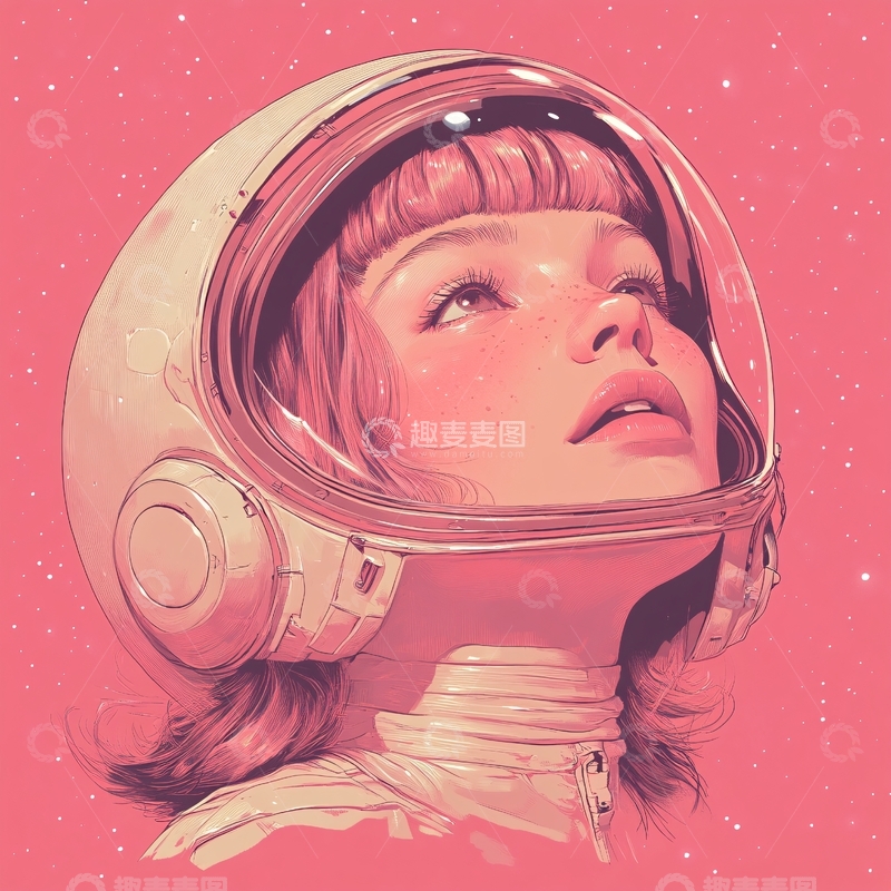 高清大图下载【趣麦麦图】-宇宙女孩插画6