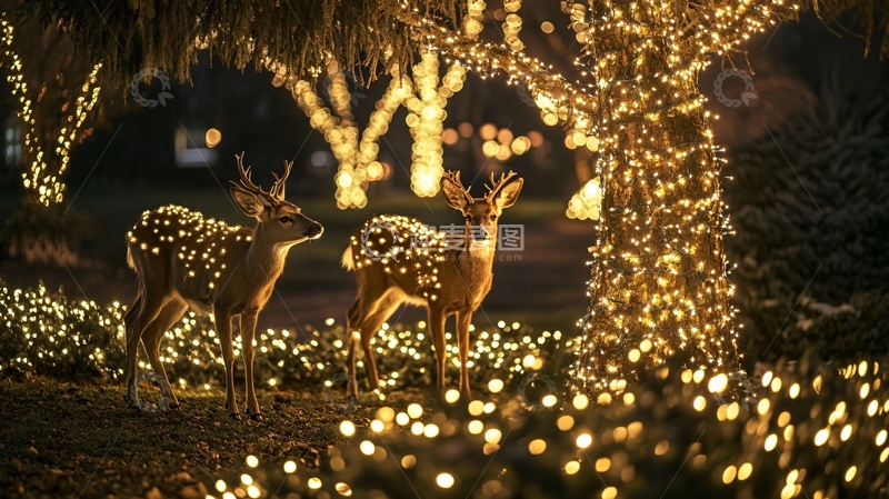 高清大图下载【趣麦麦图】灯光小鹿