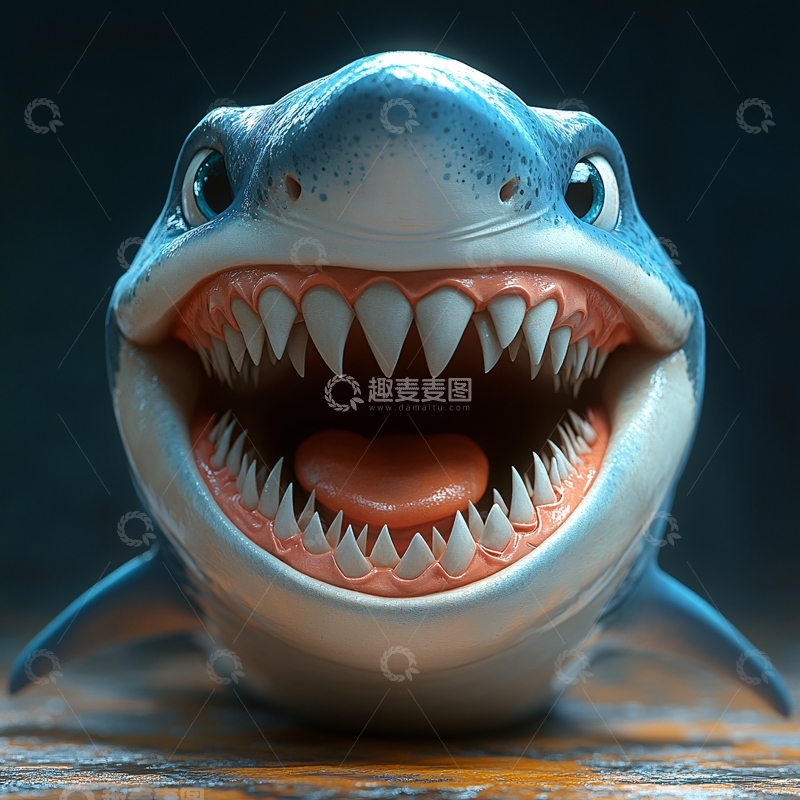 高清大图下载【趣麦麦图】卡通鲨鱼立体画1