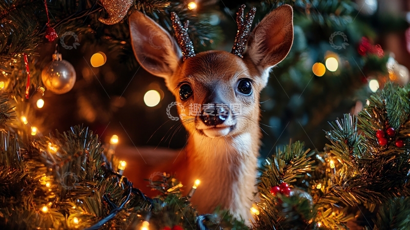 高清大图下载【趣麦麦图】圣诞节小鹿