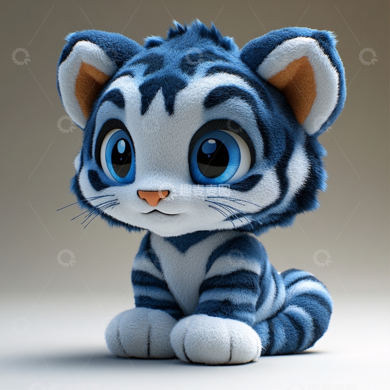 高清大图下载【趣麦麦图】白虎潮玩动画模型