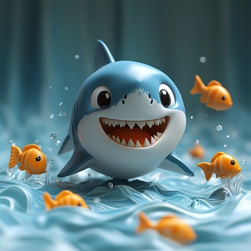 卡通鲨鱼立体画4