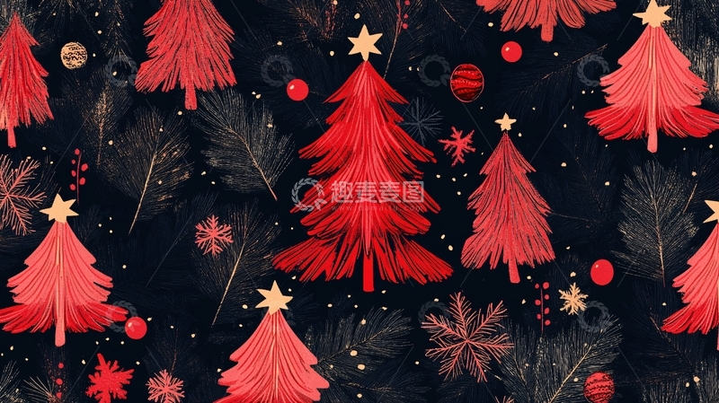 高清大图下载【趣麦麦图】圣诞树包装插画2