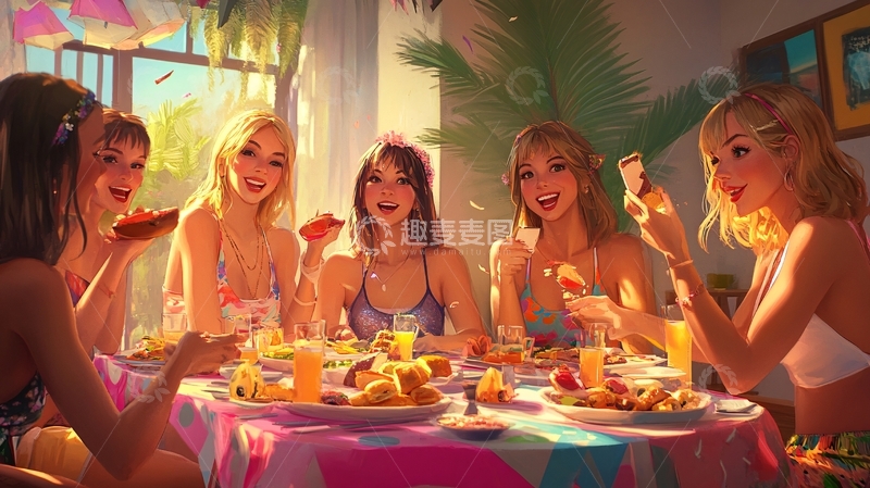 高清大图下载【趣麦麦图】健康饮食聚会