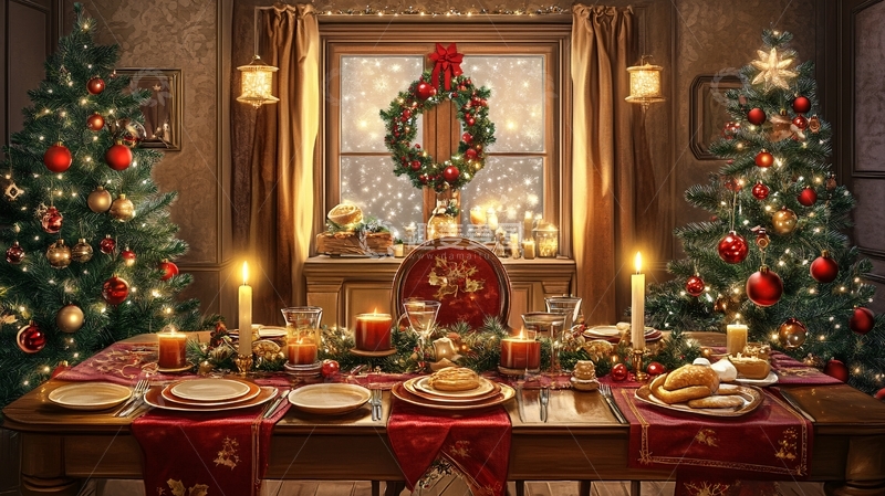 高清大图下载【趣麦麦图】圣诞餐厅布置3
