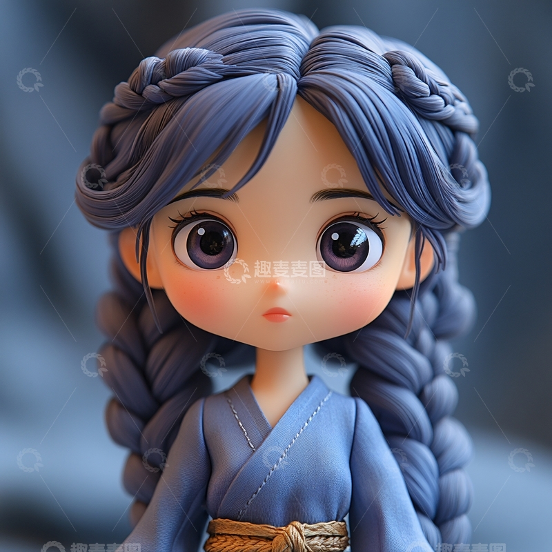 高清大图下载【趣麦麦图】陶瓷麻花辫女孩1