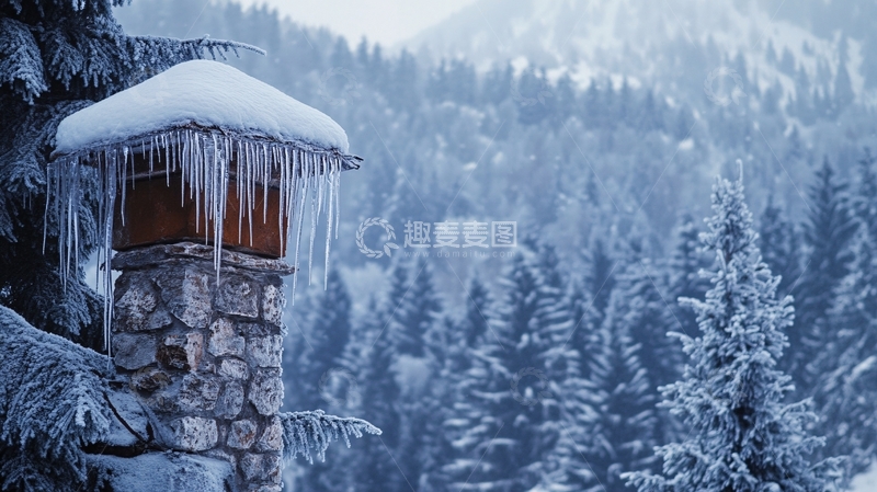 高清大图下载【趣麦麦图】灯笼上积雪