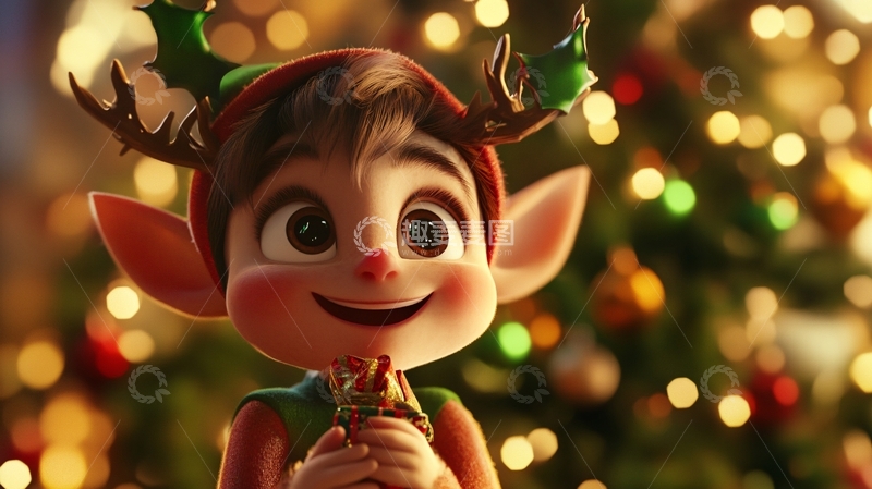 高清大图下载【趣麦麦图】精灵圣诞装饰节庆