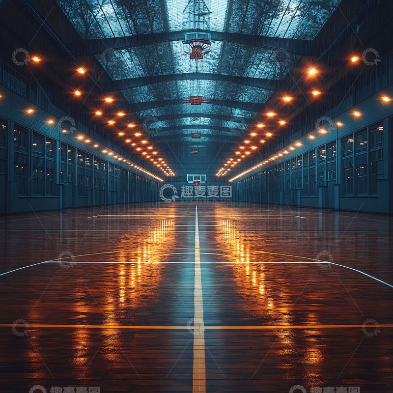 高清大图下载【趣麦麦图】室内蓝球场