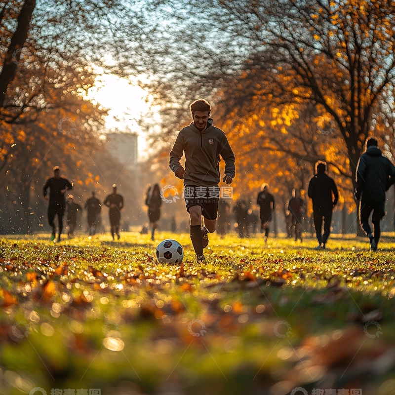 高清大图下载【趣麦麦图】秋天里晨练的人3