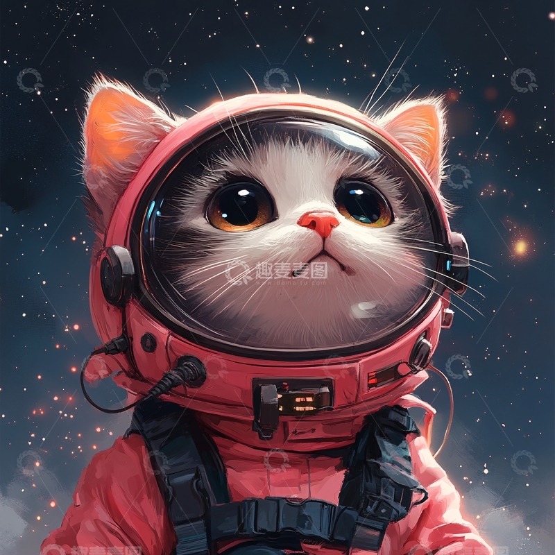 高清大图下载【趣麦麦图】卡通宇航员猫咪3