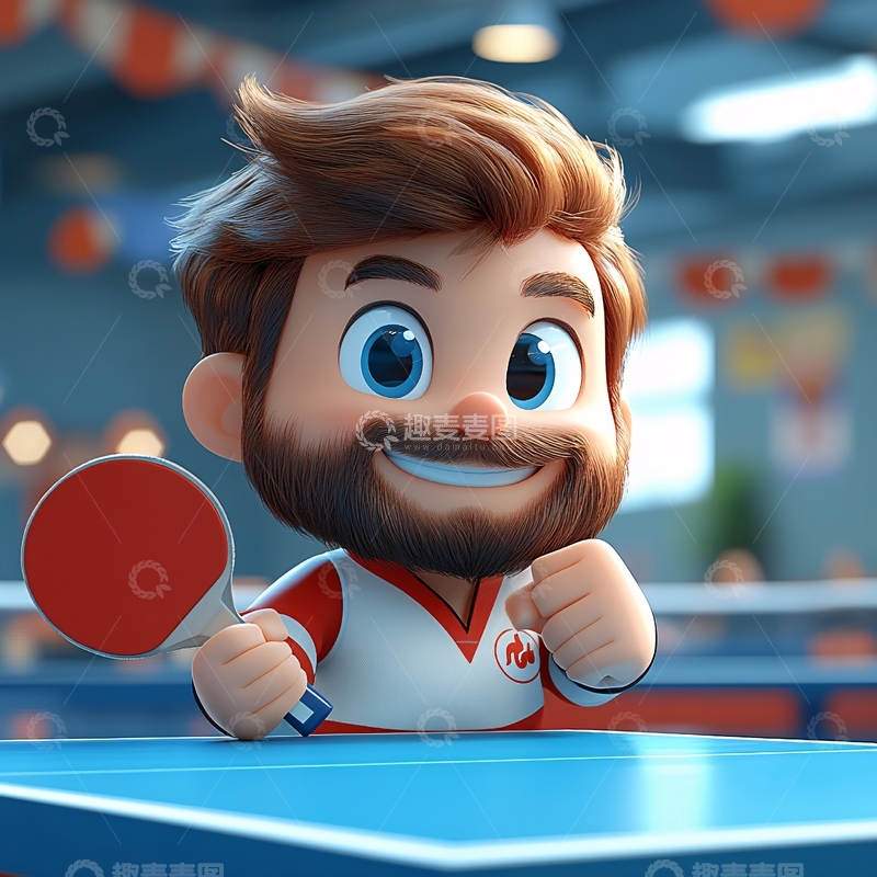 高清大图下载【趣麦麦图】乒乓球卡通人物