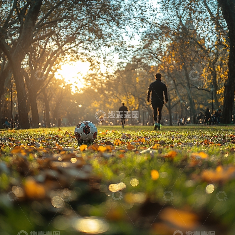 高清大图下载【趣麦麦图】夕阳下踢球